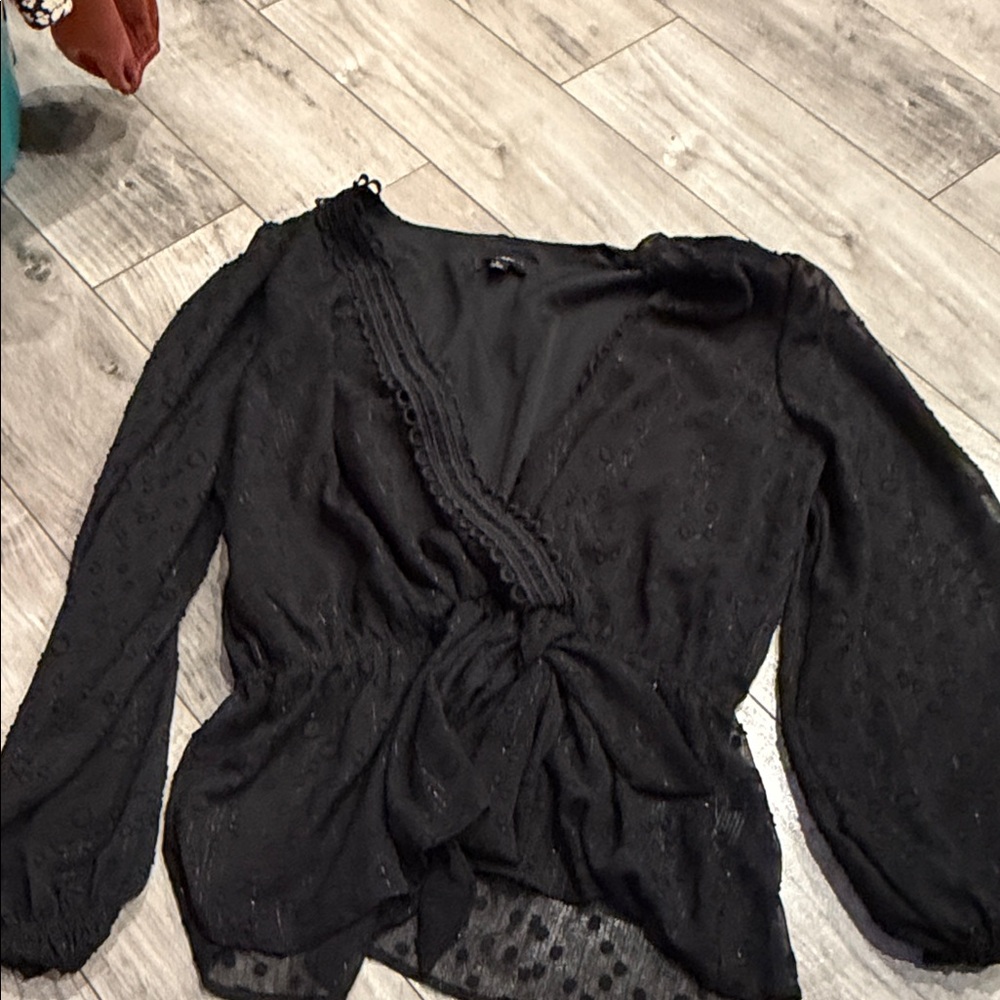 Elegant Black Lace Wrap Top